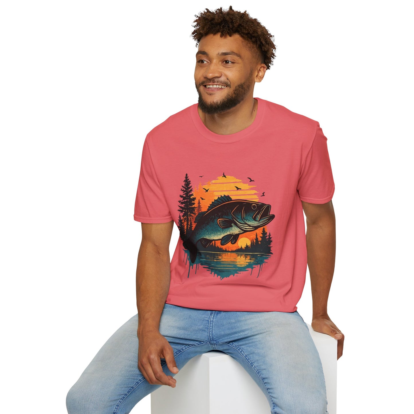 Fishing Sunset Unisex Softstyle T-Shirt