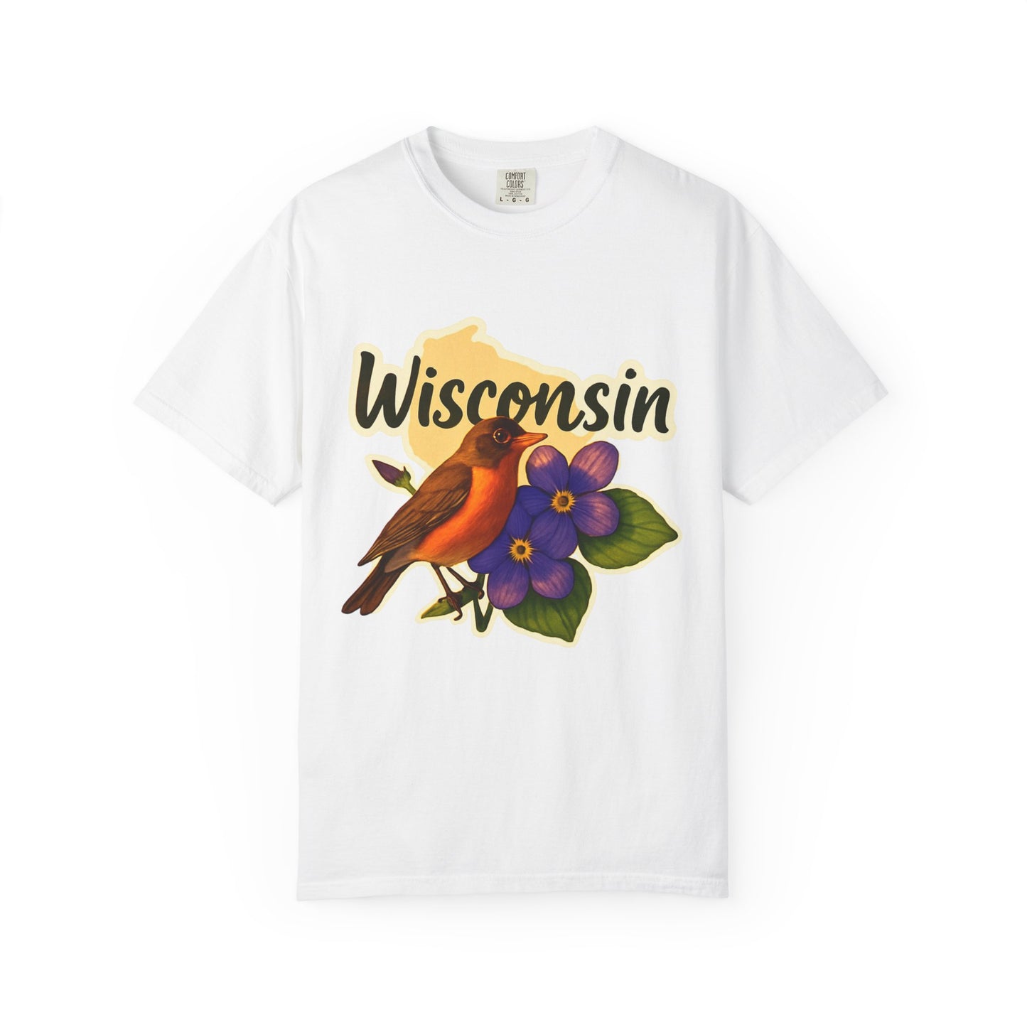 Wisconsin Bird Floral T-Shirt, Relaxed Unisex Tee, Nature Lover Gift, State Pride Apparel, Casual Wear, Birthday Gift, Eco-Friendly Fashion