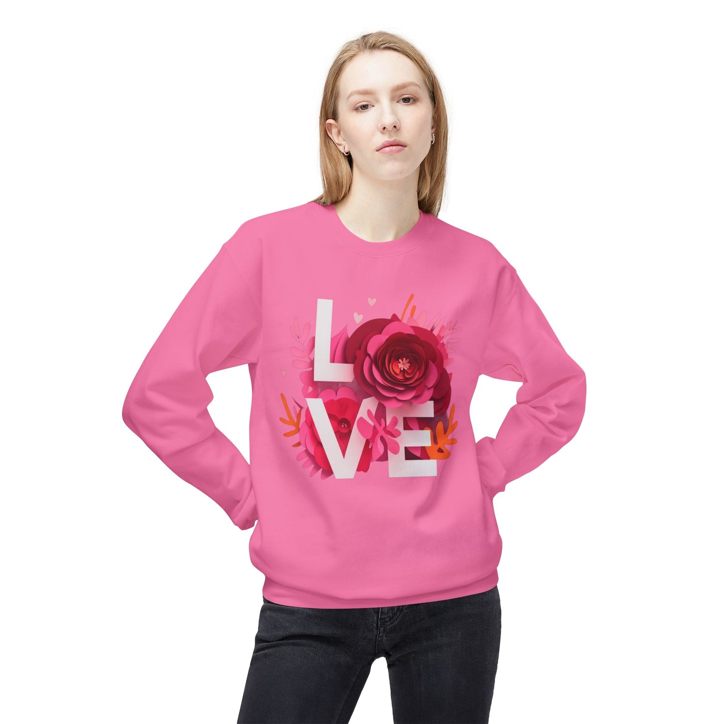 Love Floral Midweight Softstyle Fleece Crewneck Sweatshirt