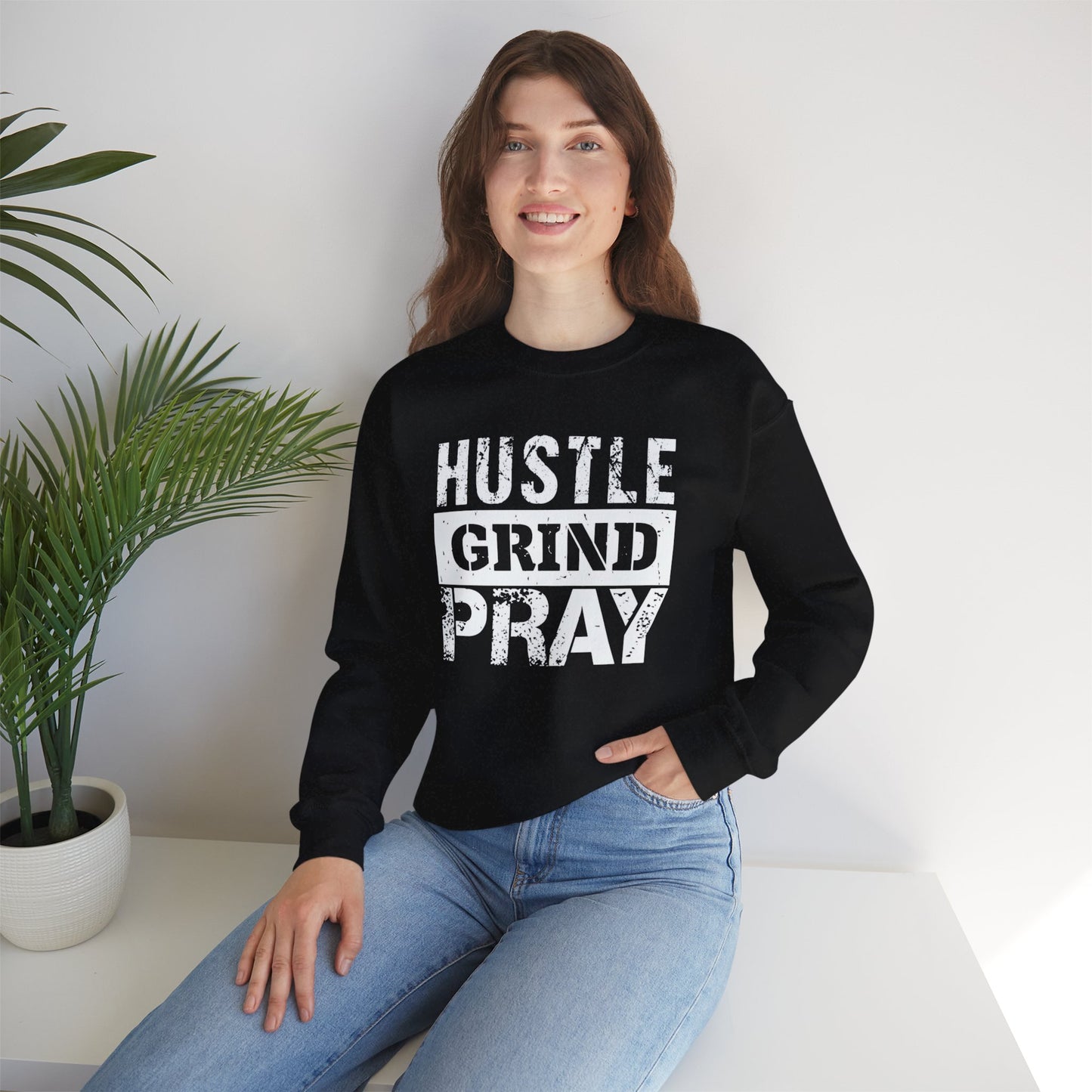 Hustle Grind Pray Cozy Unisex Sweatshirt