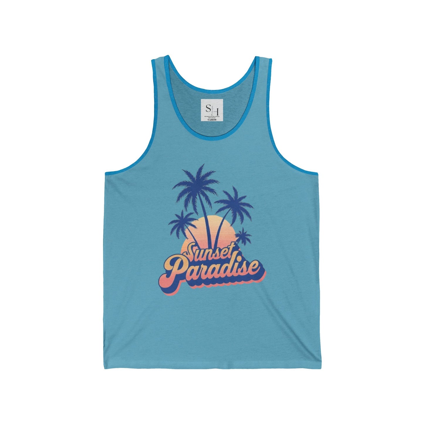 Sunset Paradise Unisex Jersey Tank - Tropical Beach Vibe Top