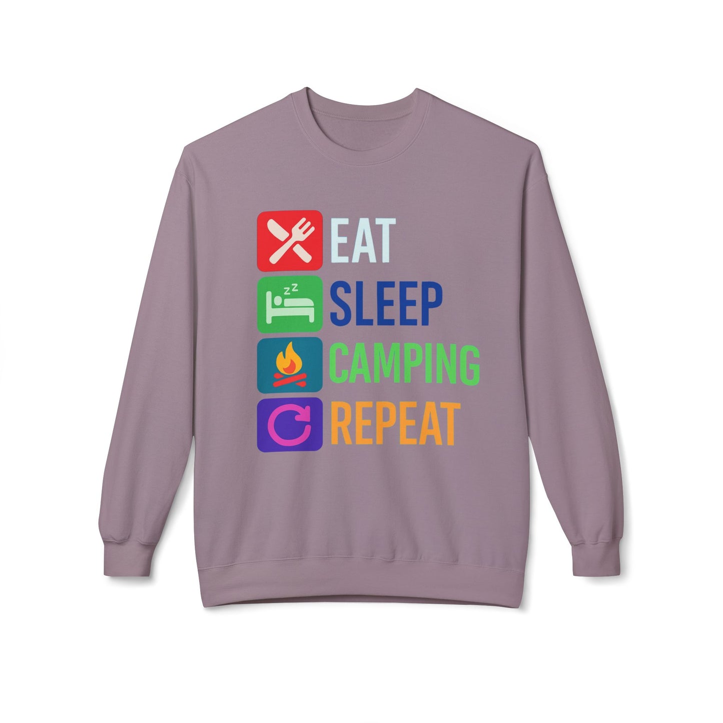 Eat Sleep Camping Repeat Unisex Softstyle Fleece Crewneck