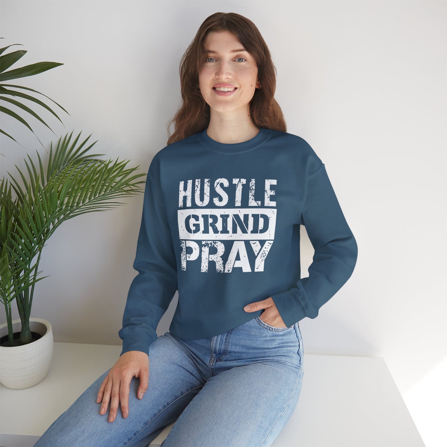Hustle Grind Pray Cozy Unisex Sweatshirt