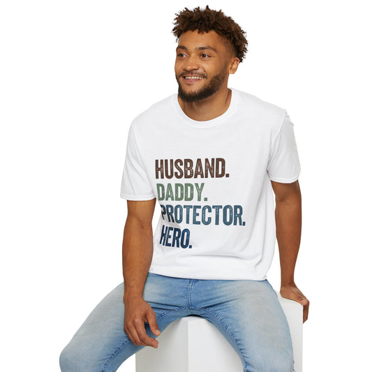 Husband Daddy Protector Hero T-Shirt - Unisex Softstyle Tee