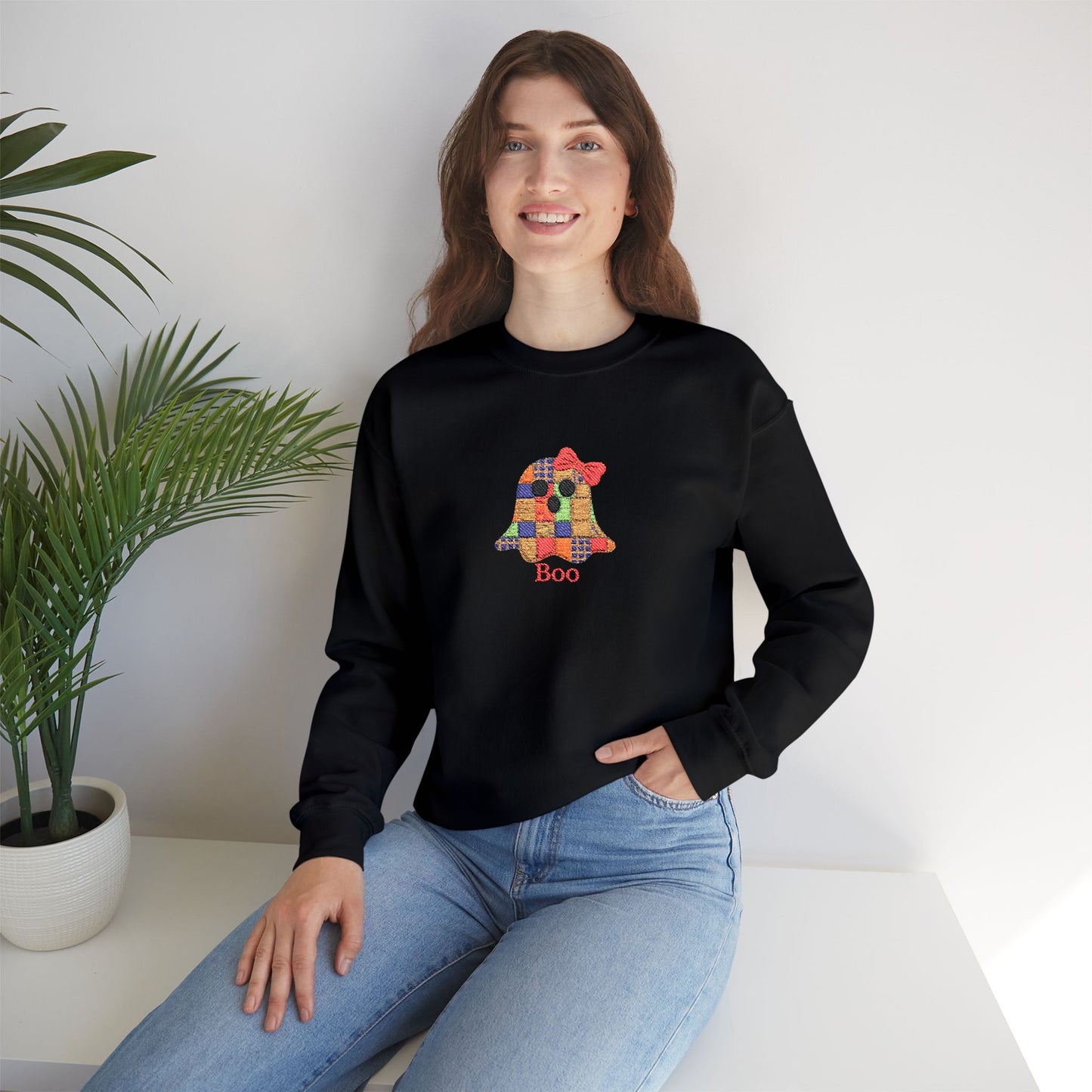 Boo Ghost Embroidery Unisex Heavy Blend™ Crewneck