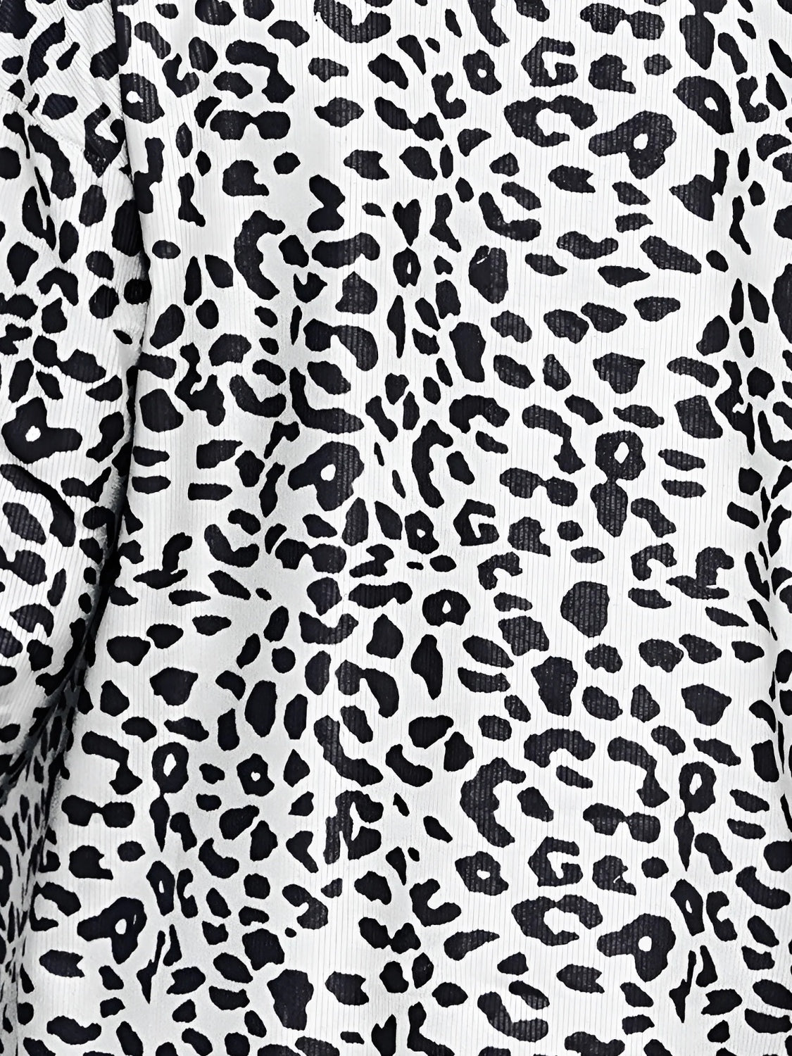 Leopard Collared Neck Button Up Long Sleeve