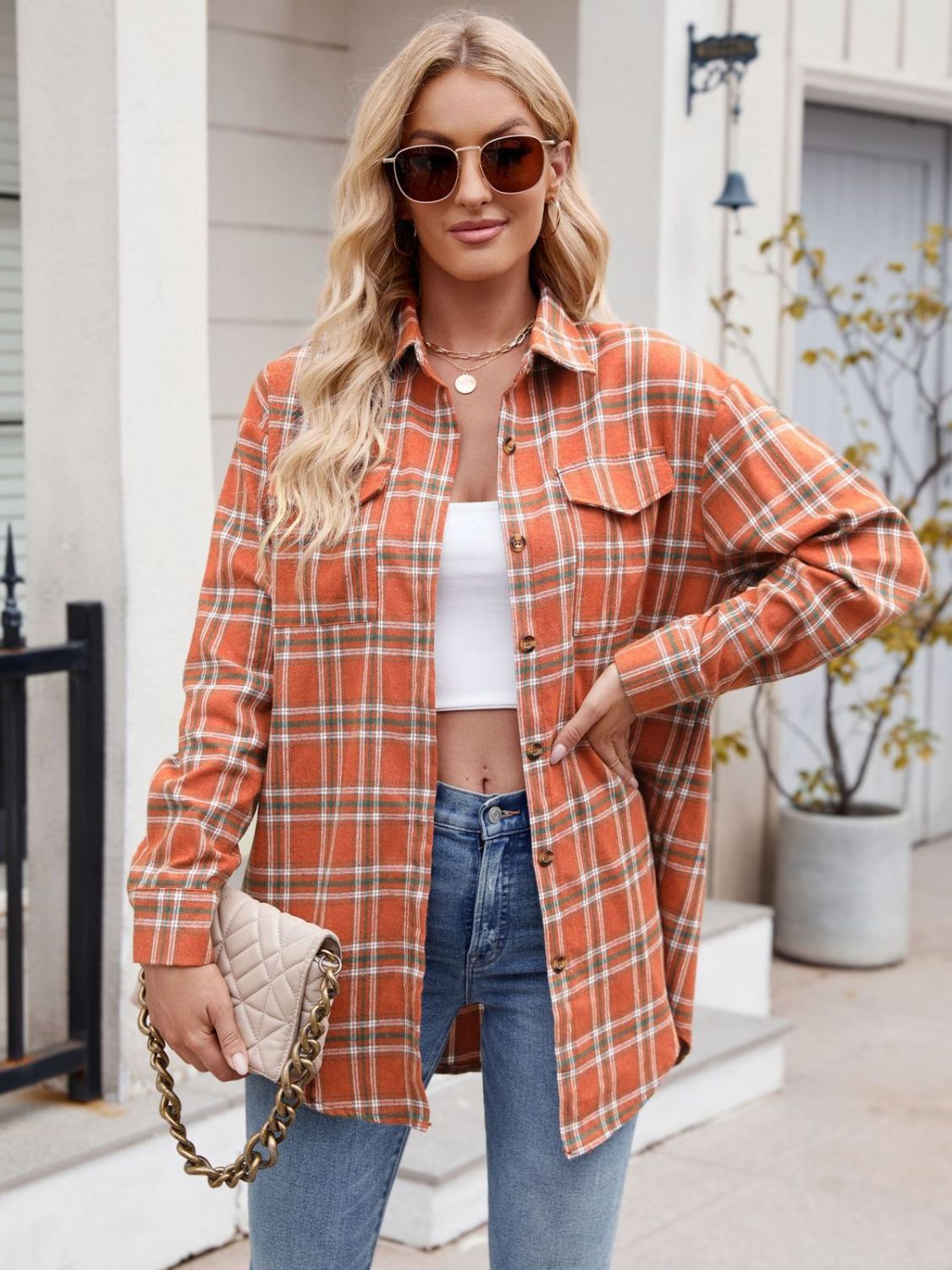 Plaid Button Up Long Sleeve Shirt