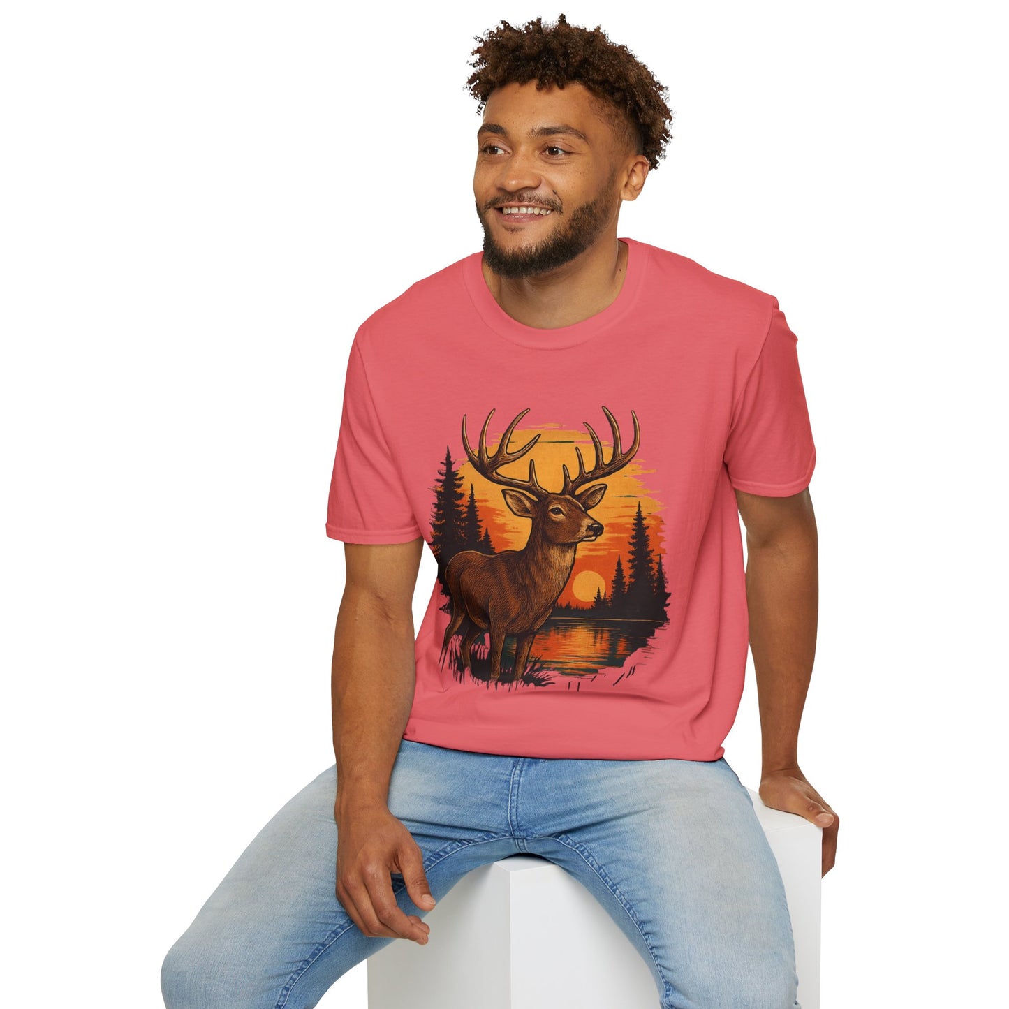 Deer Sunset Unisex Softstyle T-Shirt