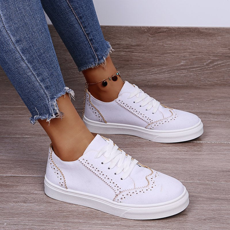 Suedette Lace-Up Flat Sneakers