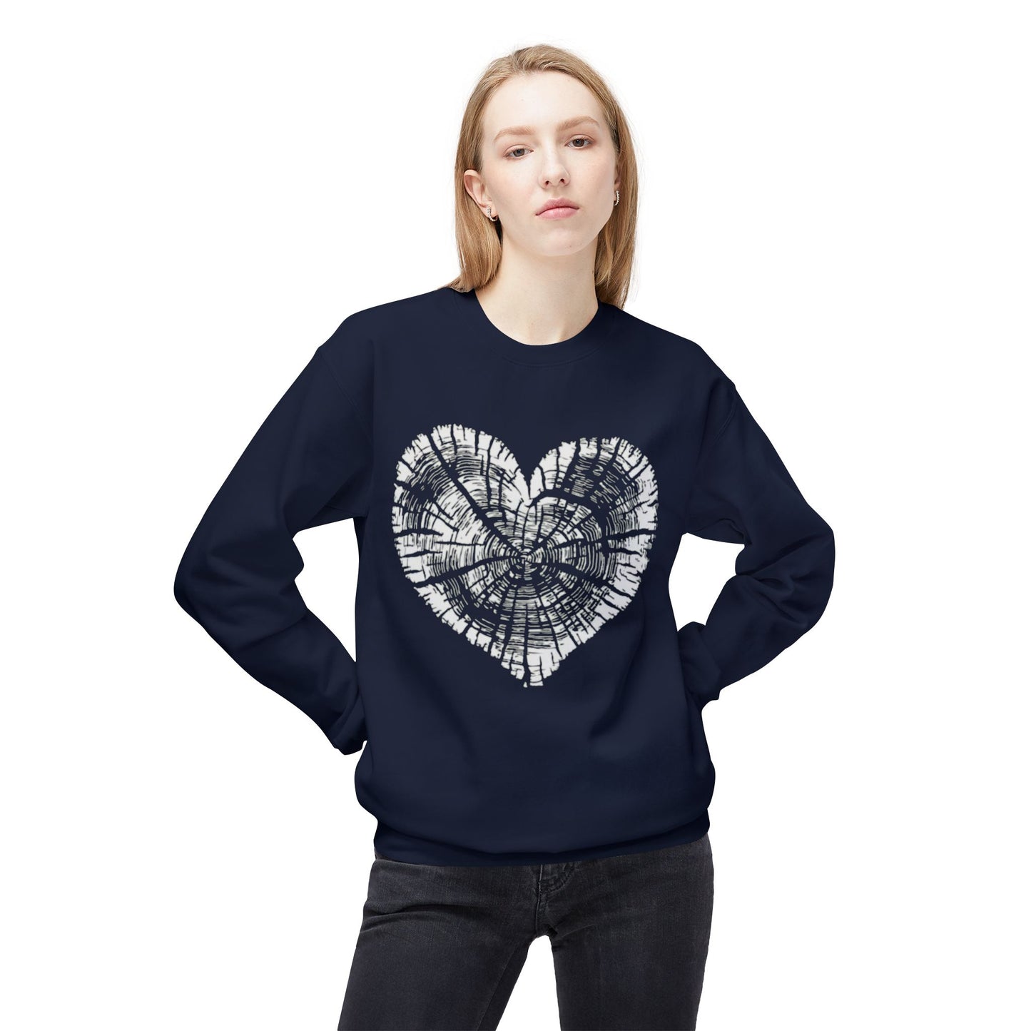 Wood Growth Rings Heart Sweatshirt - Cozy Unisex Fleece