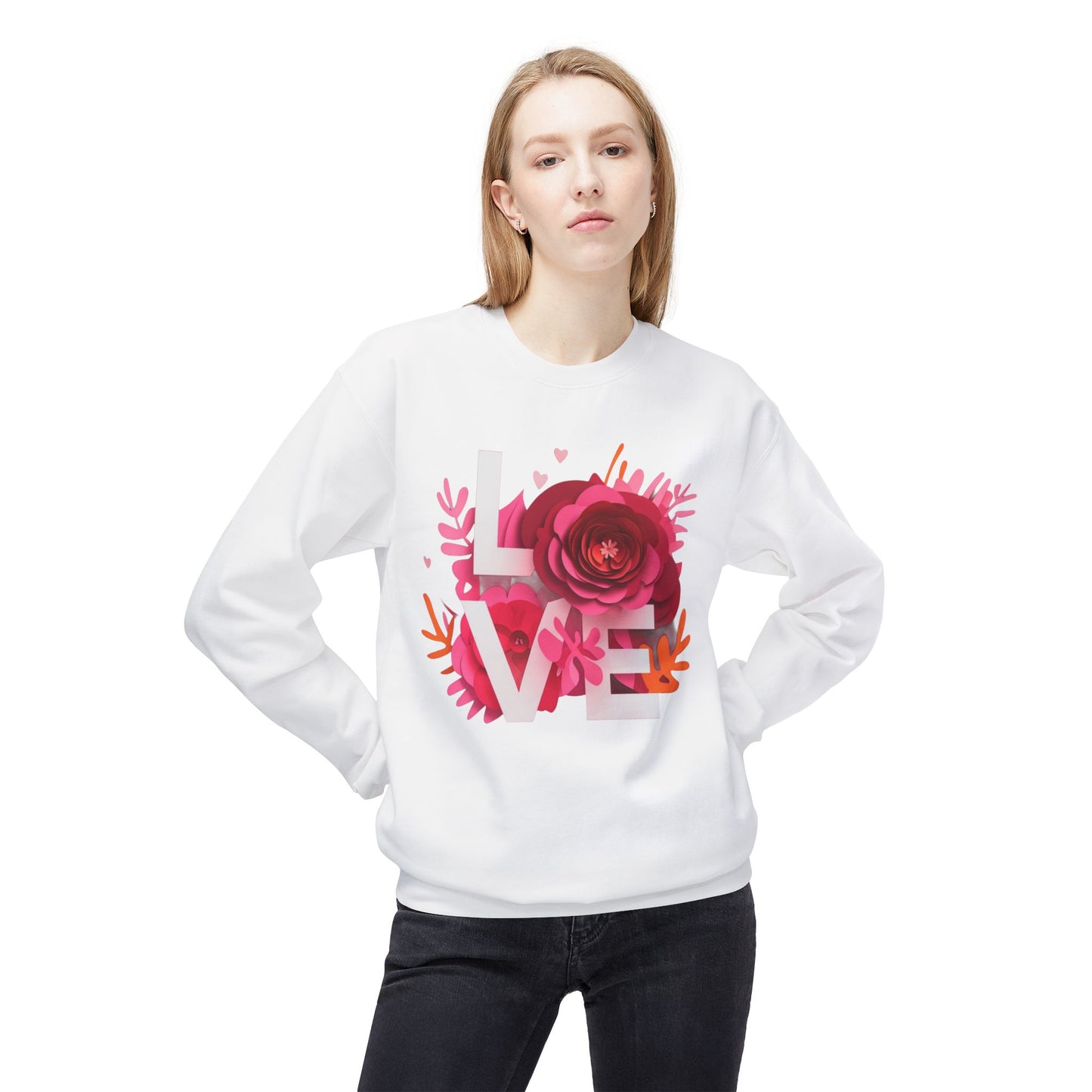 Love Floral Midweight Softstyle Fleece Crewneck Sweatshirt