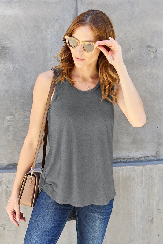 Round Neck Curved Hem Tank