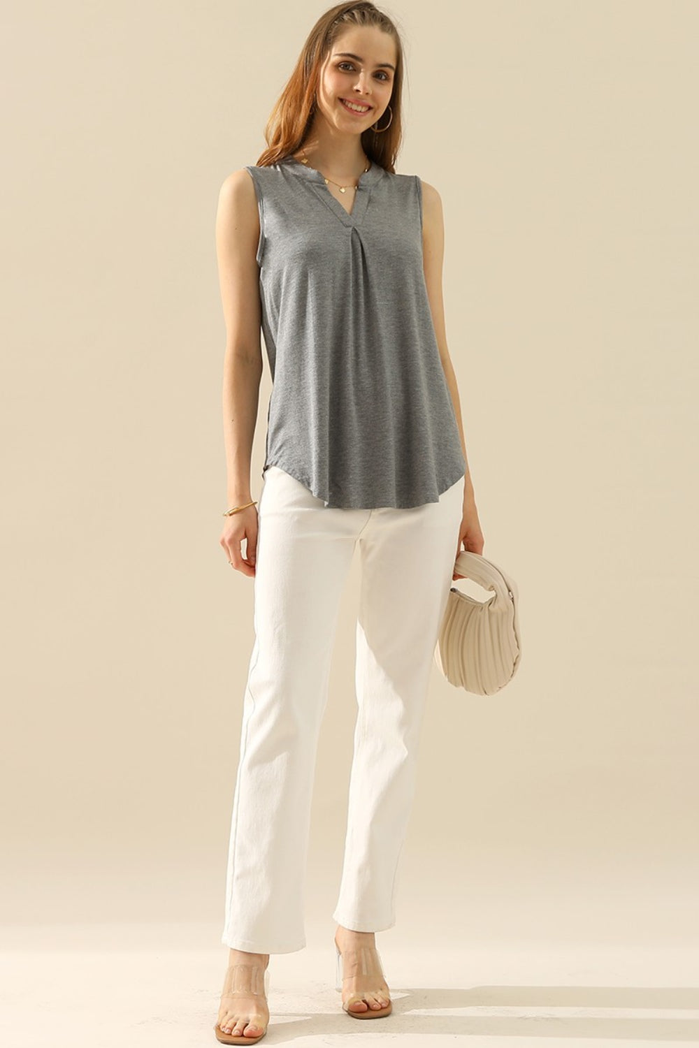 Notched Sleeveless Top