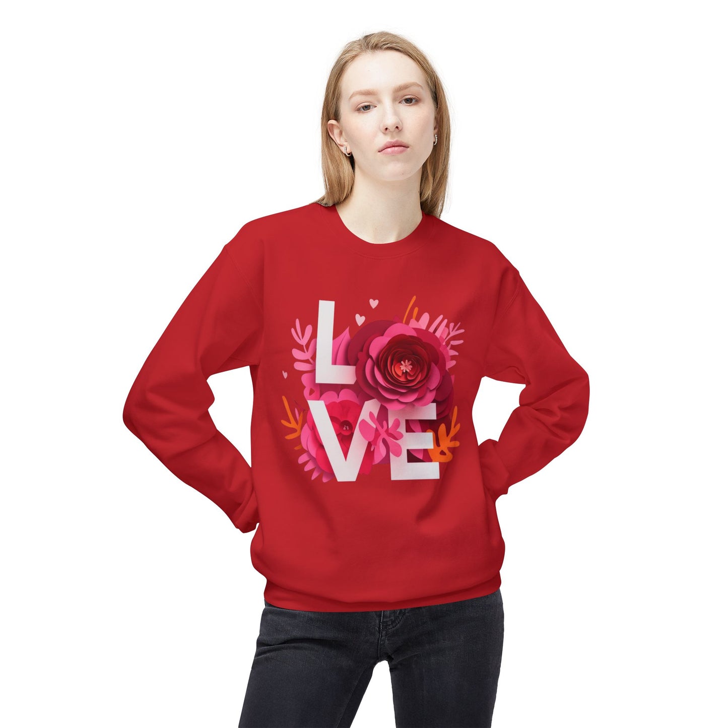 Love Floral Midweight Softstyle Fleece Crewneck Sweatshirt