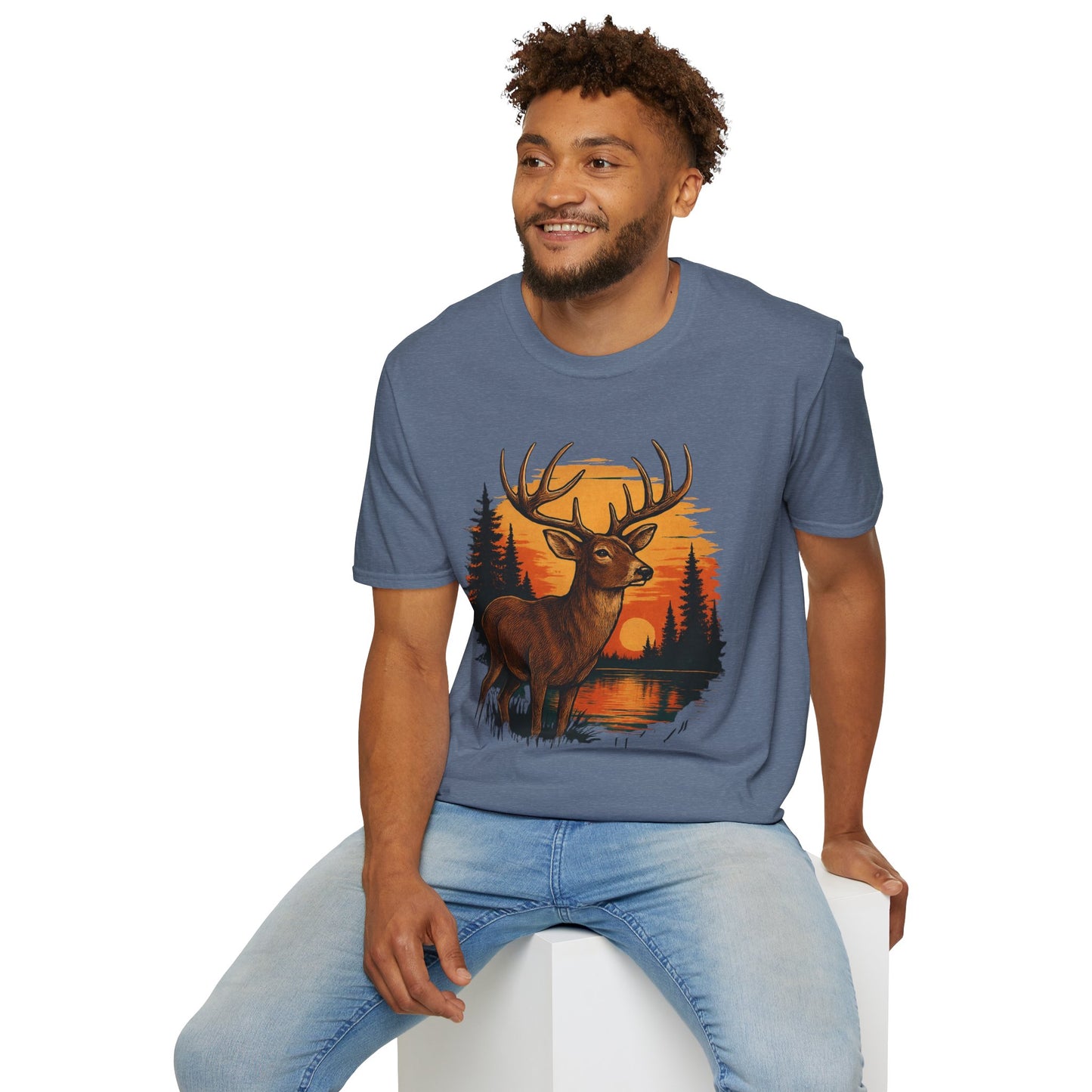 Deer Sunset Unisex Softstyle T-Shirt