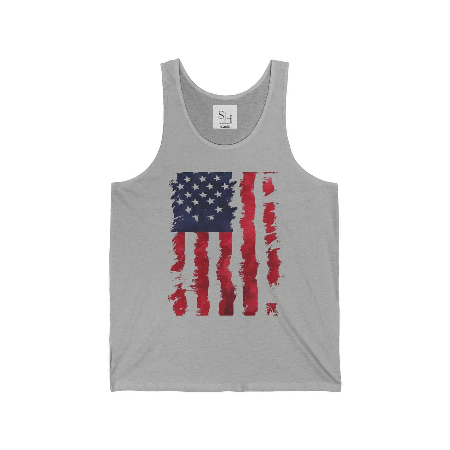 Patriotic Unisex Jersey Tank Top - American Flag Design