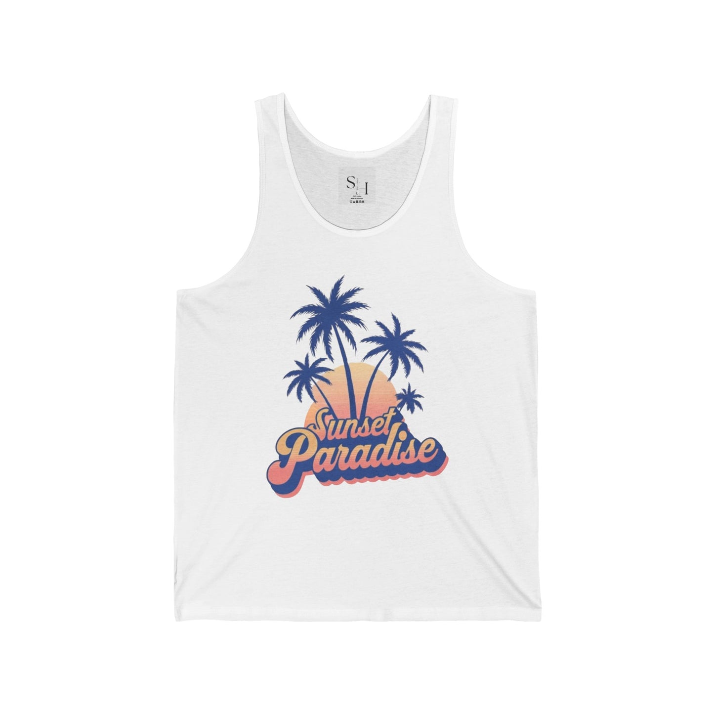 Sunset Paradise Unisex Jersey Tank - Tropical Beach Vibe Top