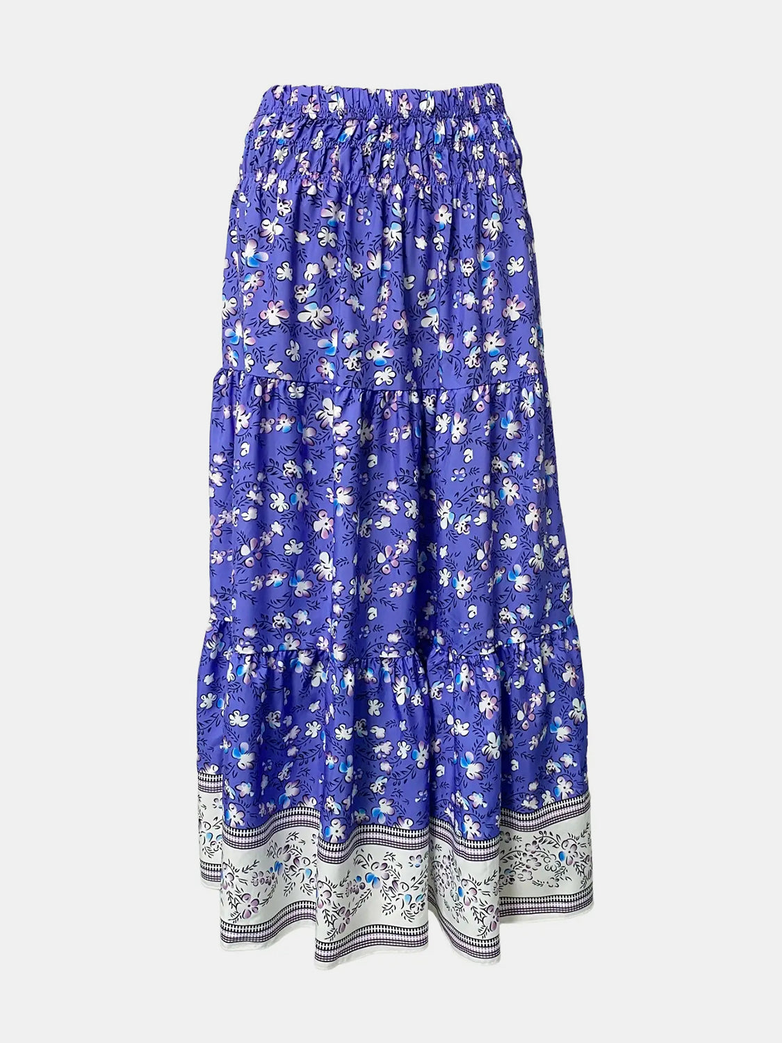 Tiered Printed Elastic Waist Skirt