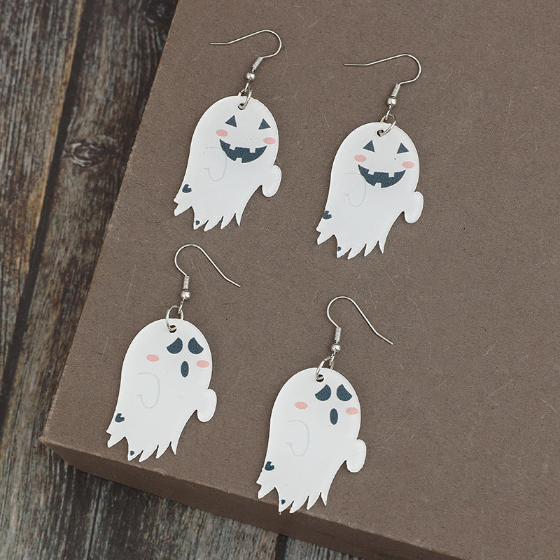 2 Piece Alloy Acrylic Ghost Dangle Earrings