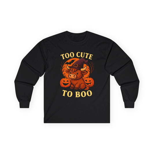 Too Cute to Boo Halloween Long Sleeve Tee