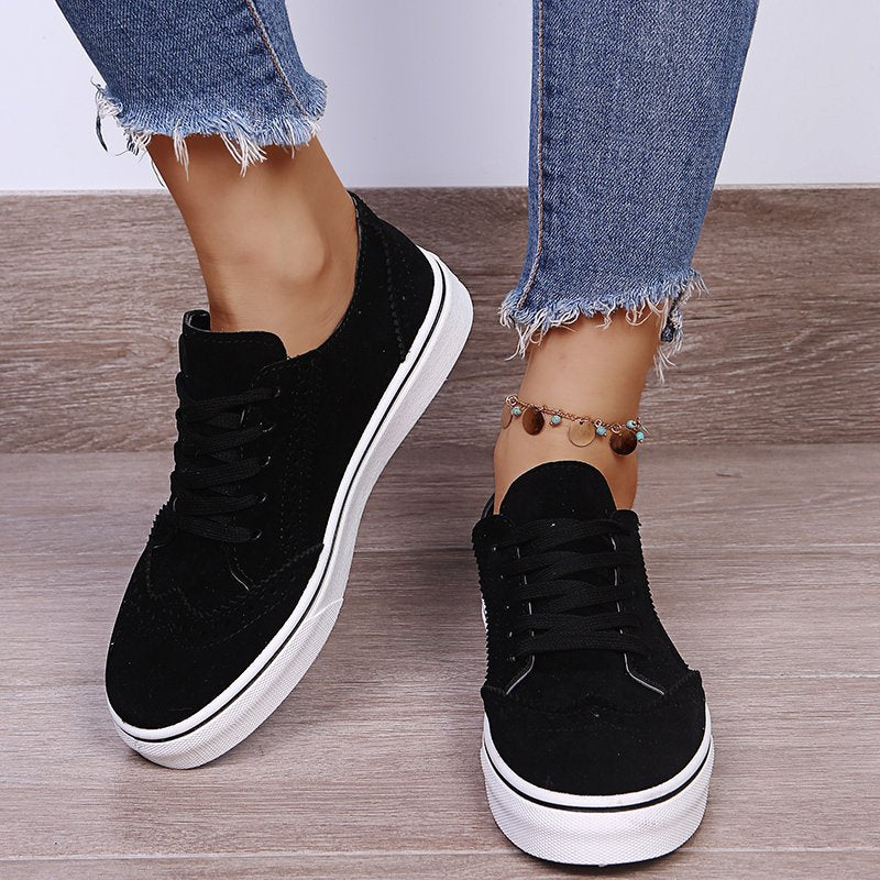 Suedette Lace-Up Flat Sneakers