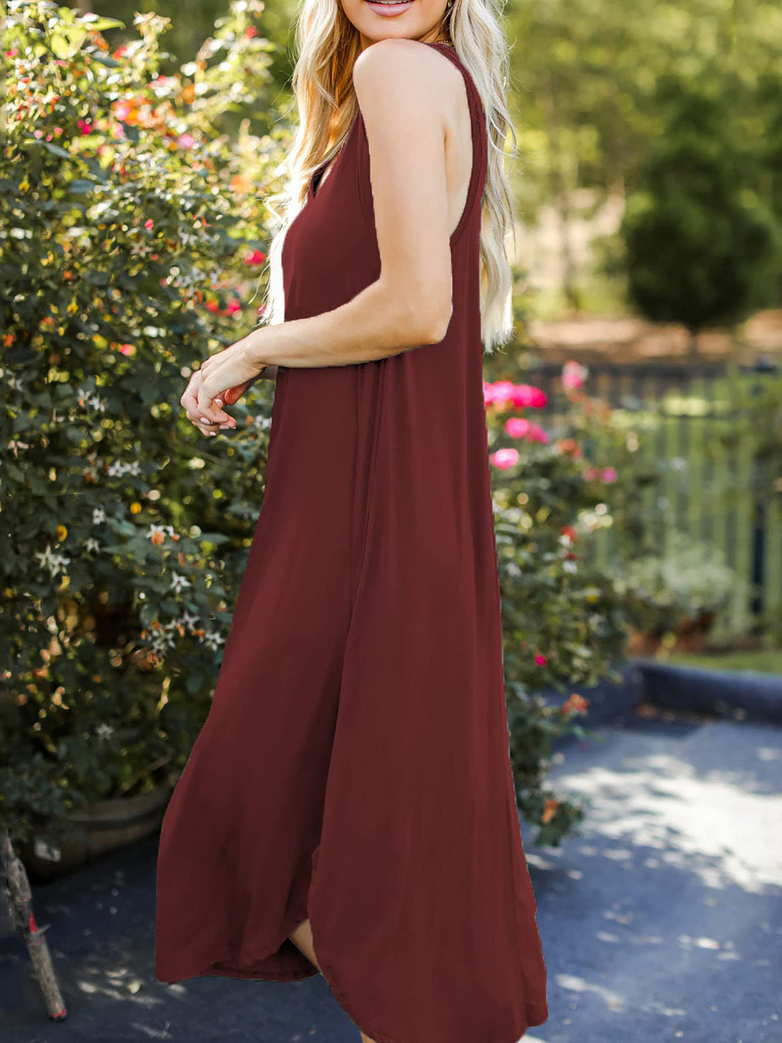 V-Neck Midi Tank Dress