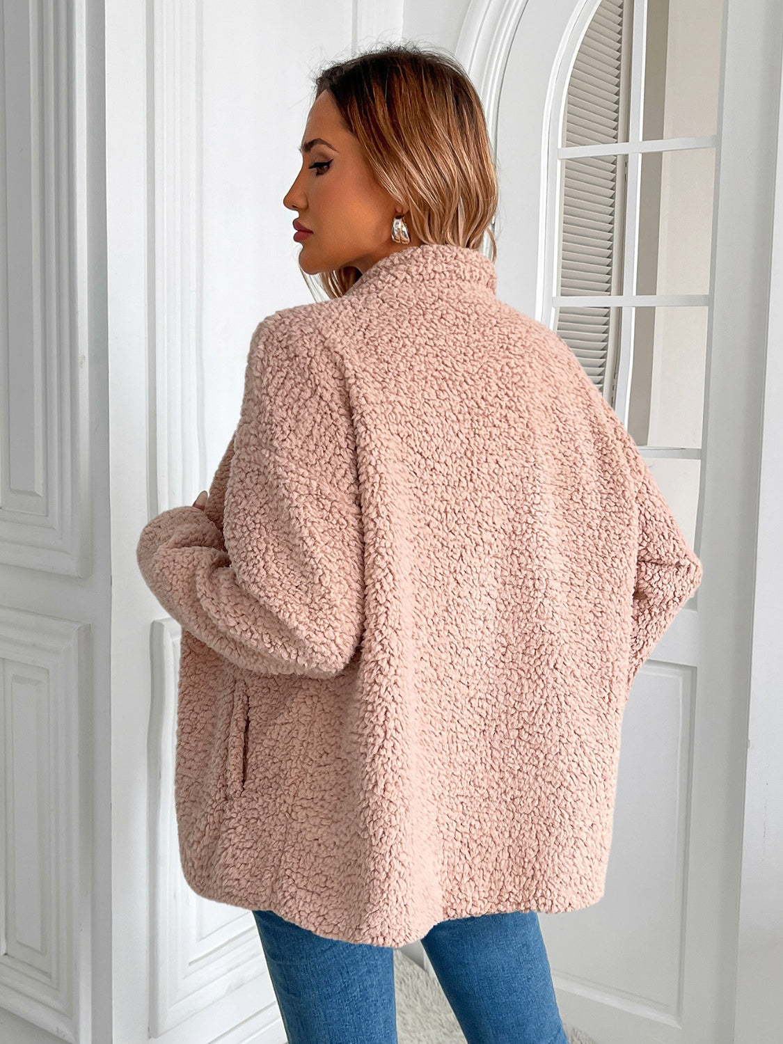 Zip Up Long Sleeve Fuzzy Jacket