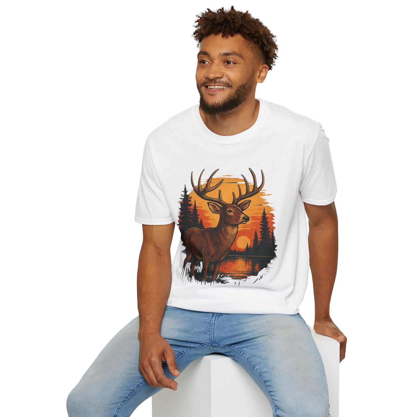 Deer Sunset Unisex Softstyle T-Shirt