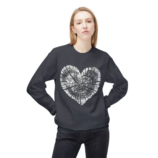 Wood Growth Rings Heart Sweatshirt - Cozy Unisex Fleece