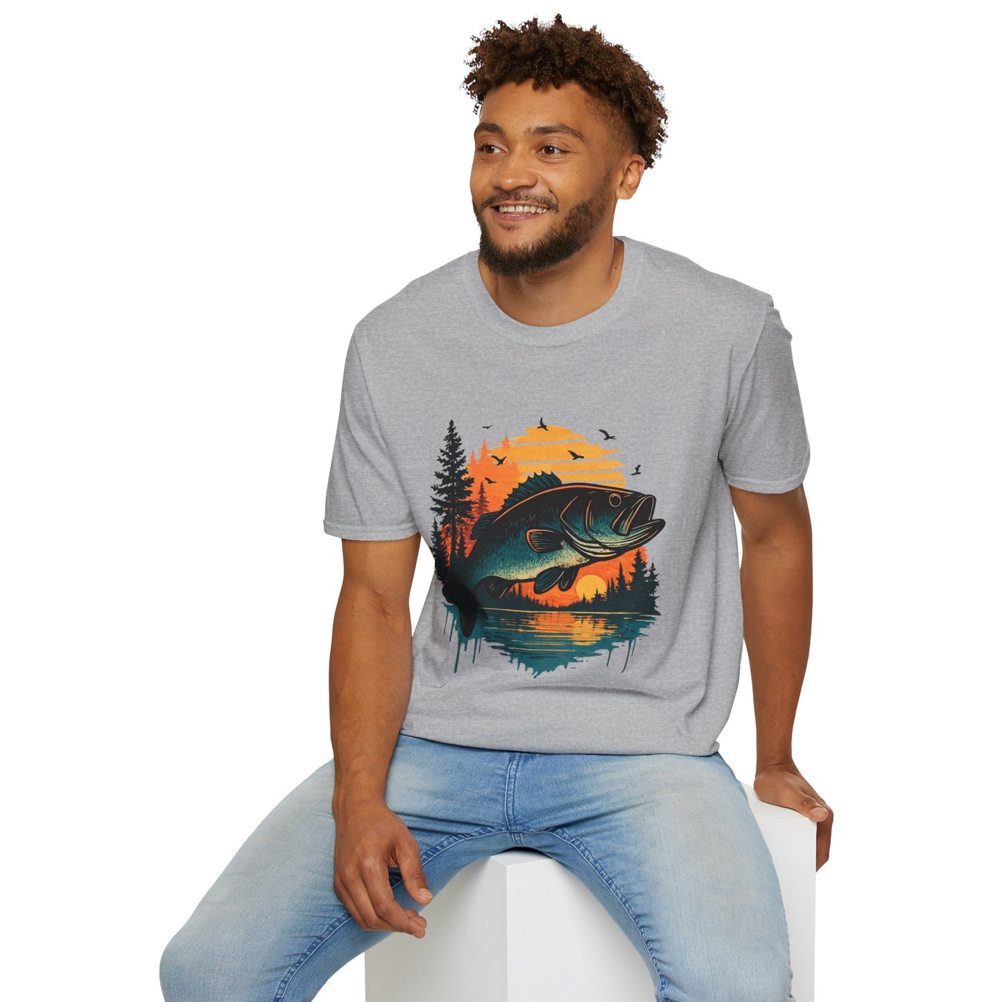 Fishing Sunset Unisex Softstyle T-Shirt