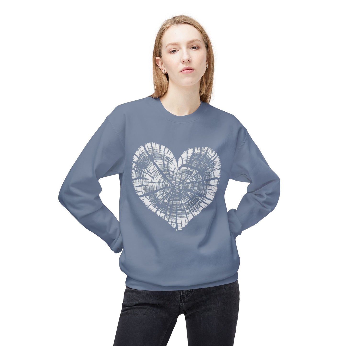 Wood Growth Rings Heart Sweatshirt - Cozy Unisex Fleece