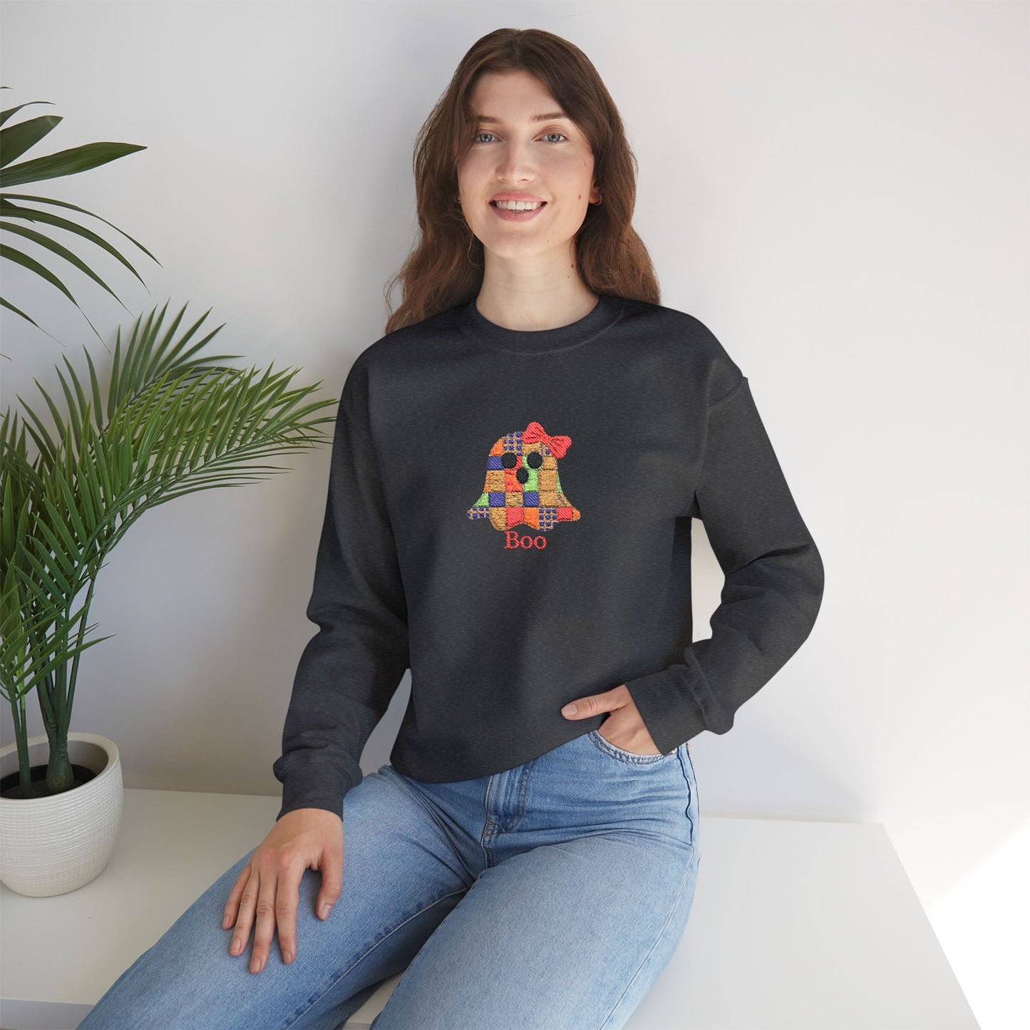 Boo Ghost Embroidery Unisex Heavy Blend™ Crewneck