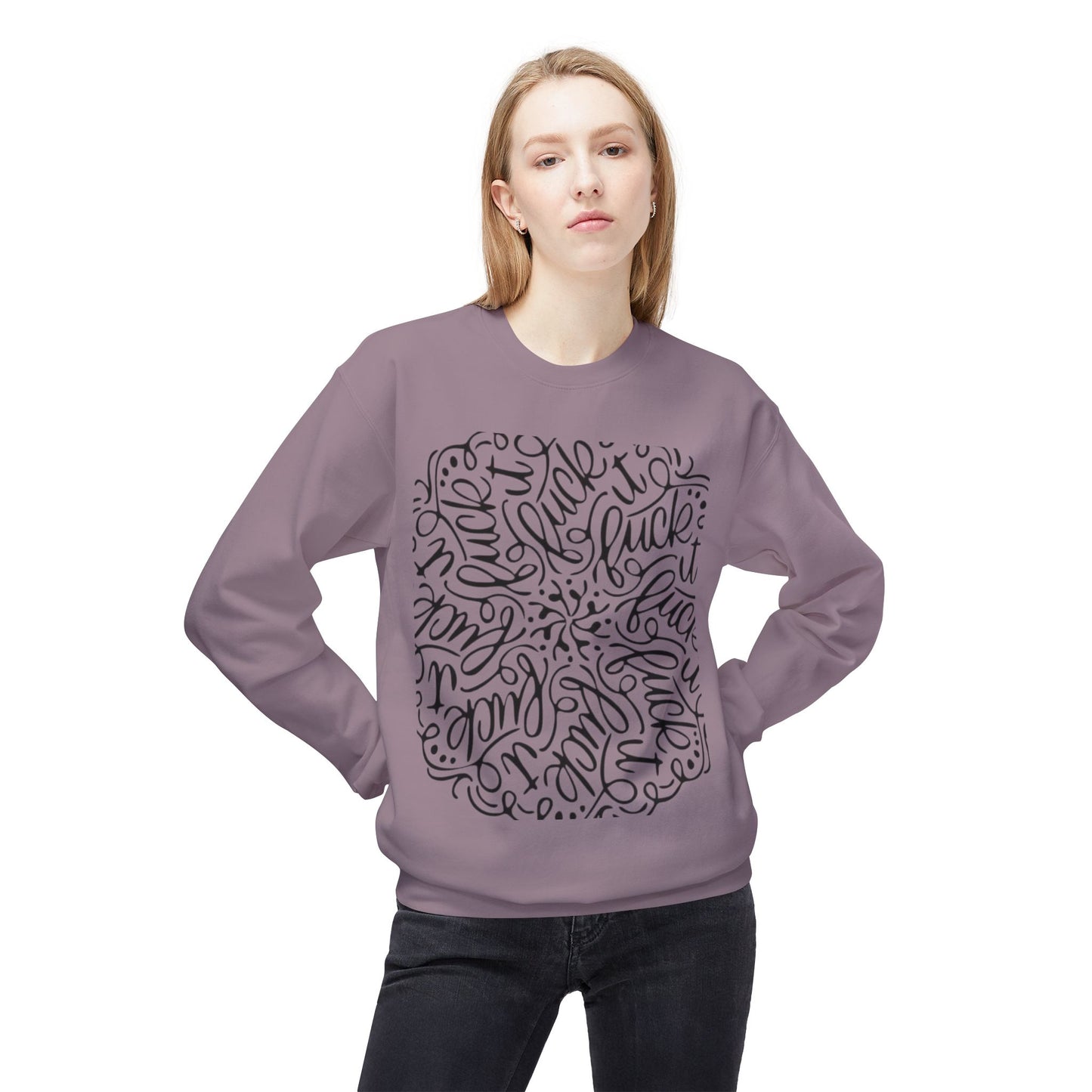 "Fuck It" Mandala Graphic Crewneck Sweatshirt