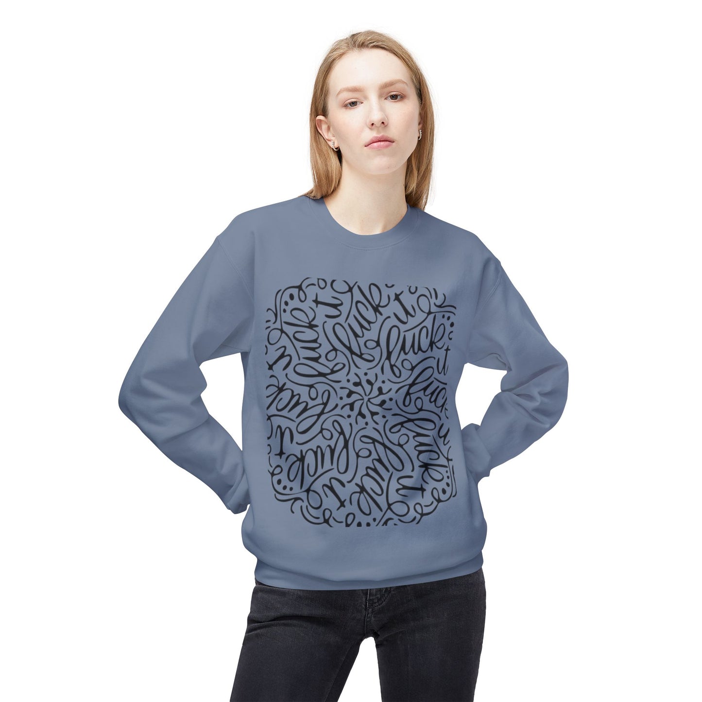 "Fuck It" Mandala Graphic Crewneck Sweatshirt