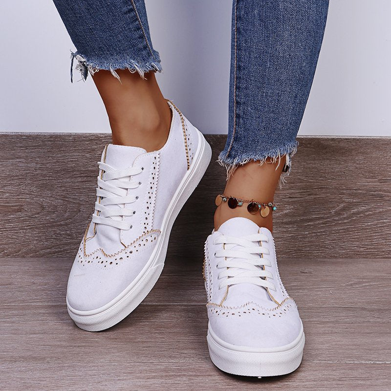 Suedette Lace-Up Flat Sneakers