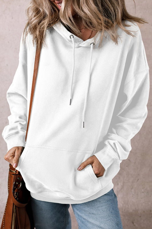 Drawstring Pocketed Long Sleeve Hoodie