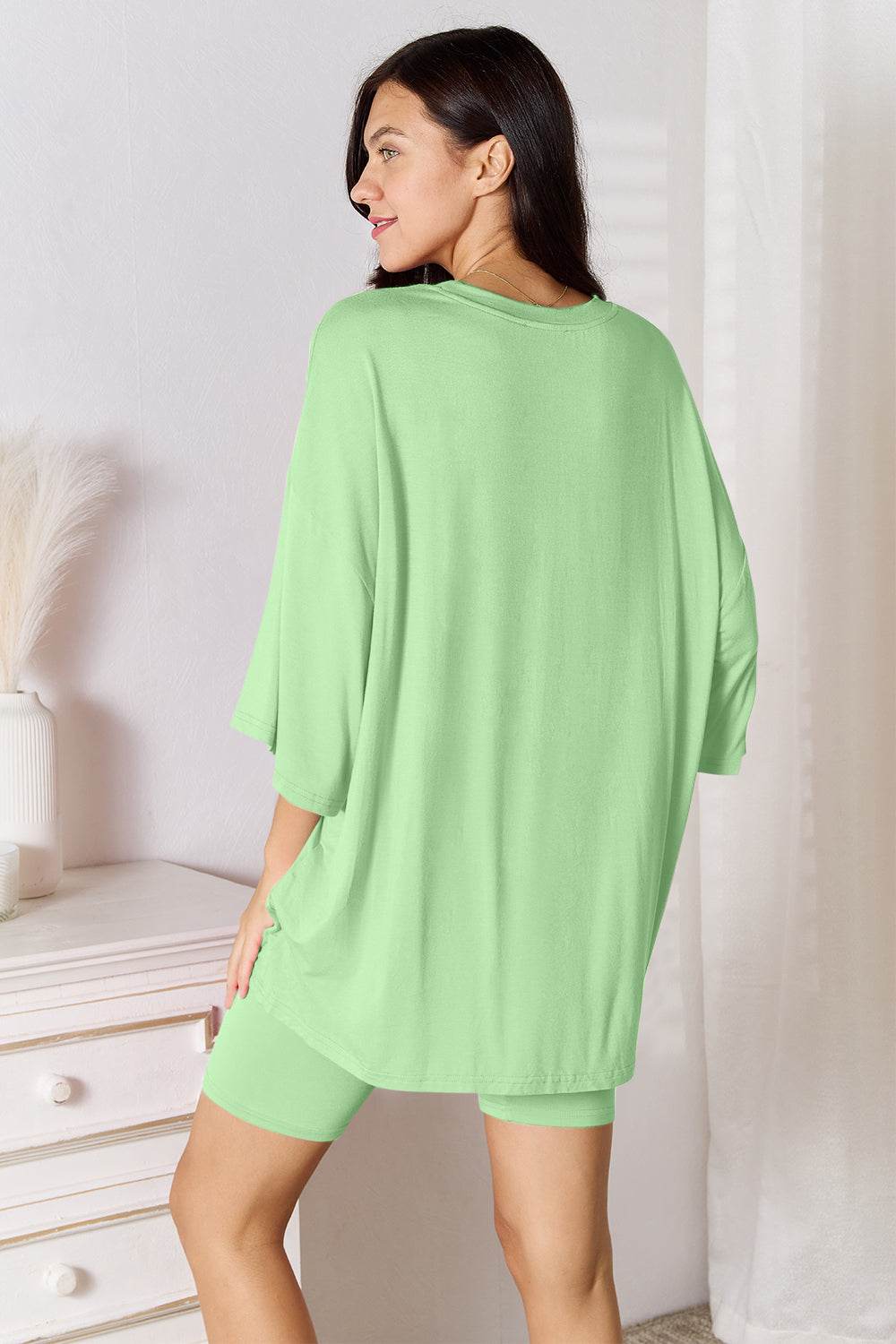 Soft Rayon Three-Quarter Sleeve Top and Shorts Set