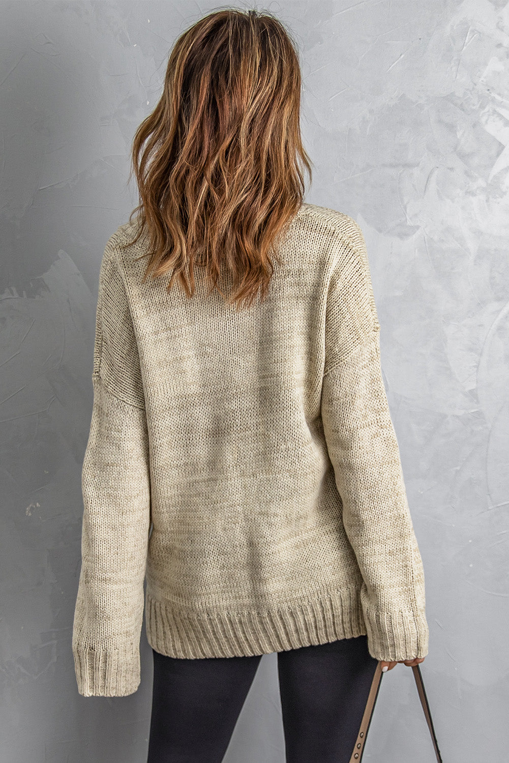 V-Neck Dropped Shoulder Sweater