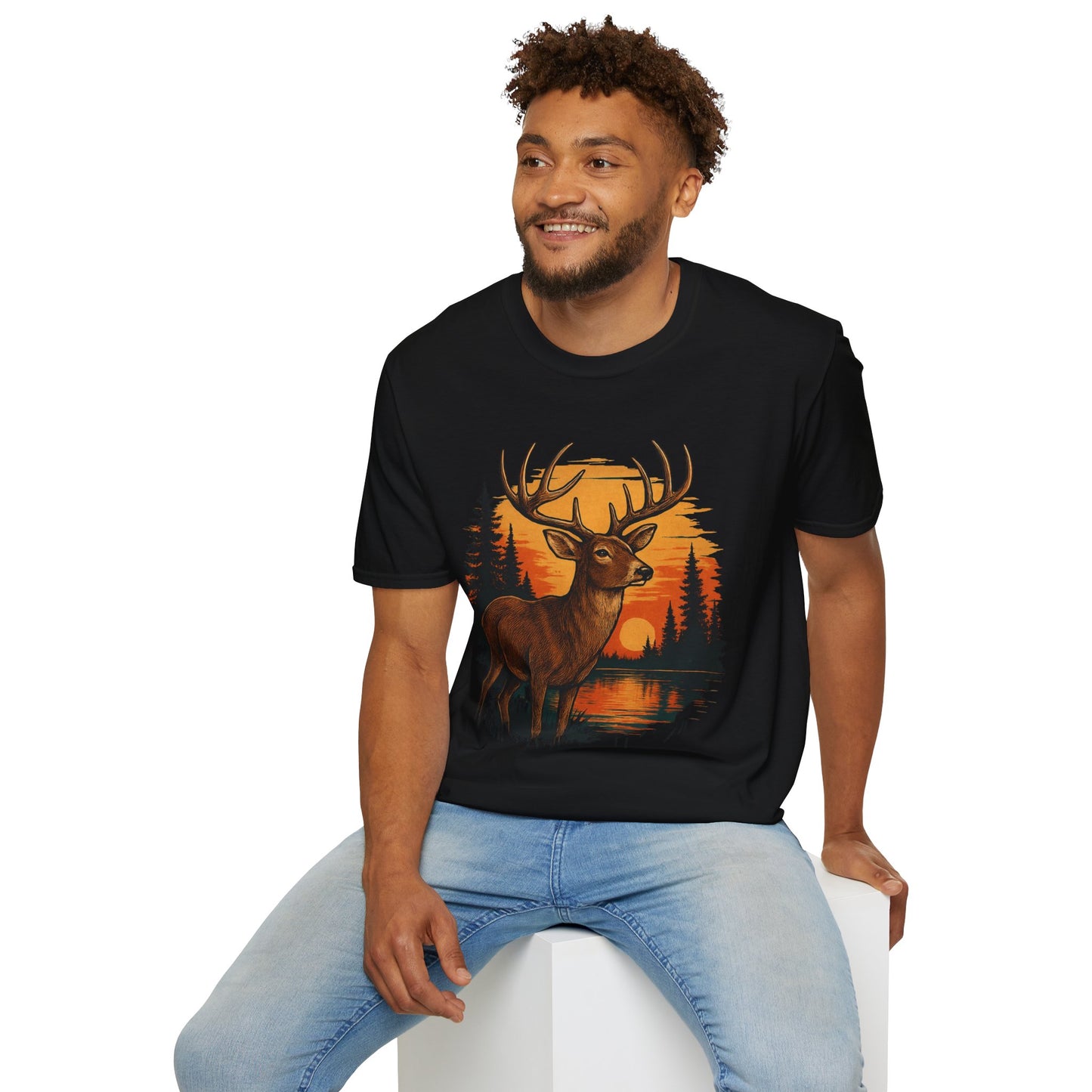 Deer Sunset Unisex Softstyle T-Shirt