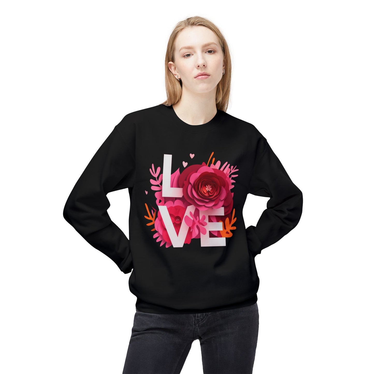 Love Floral Midweight Softstyle Fleece Crewneck Sweatshirt