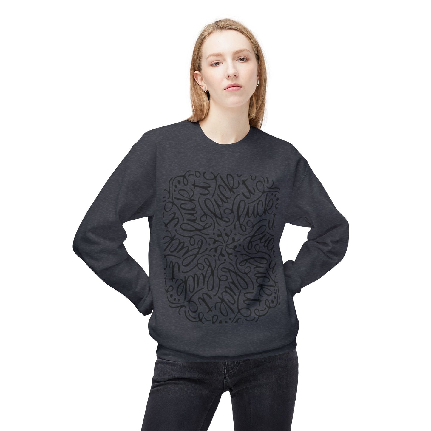 "Fuck It" Mandala Graphic Crewneck Sweatshirt