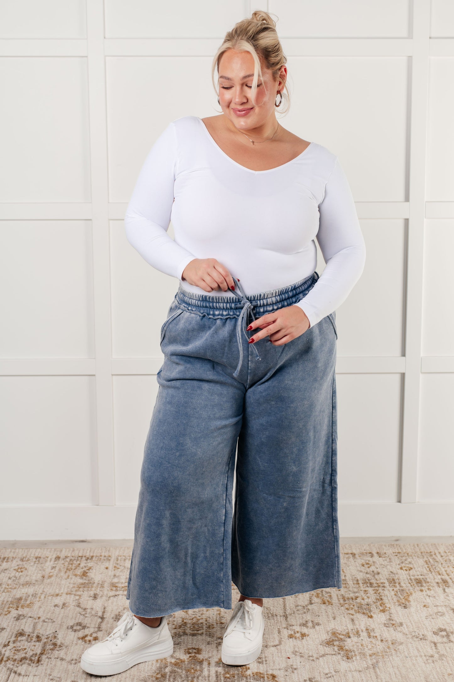 Day 20 - In or Out Wide Leg Cropped Pants in Dusty Blue