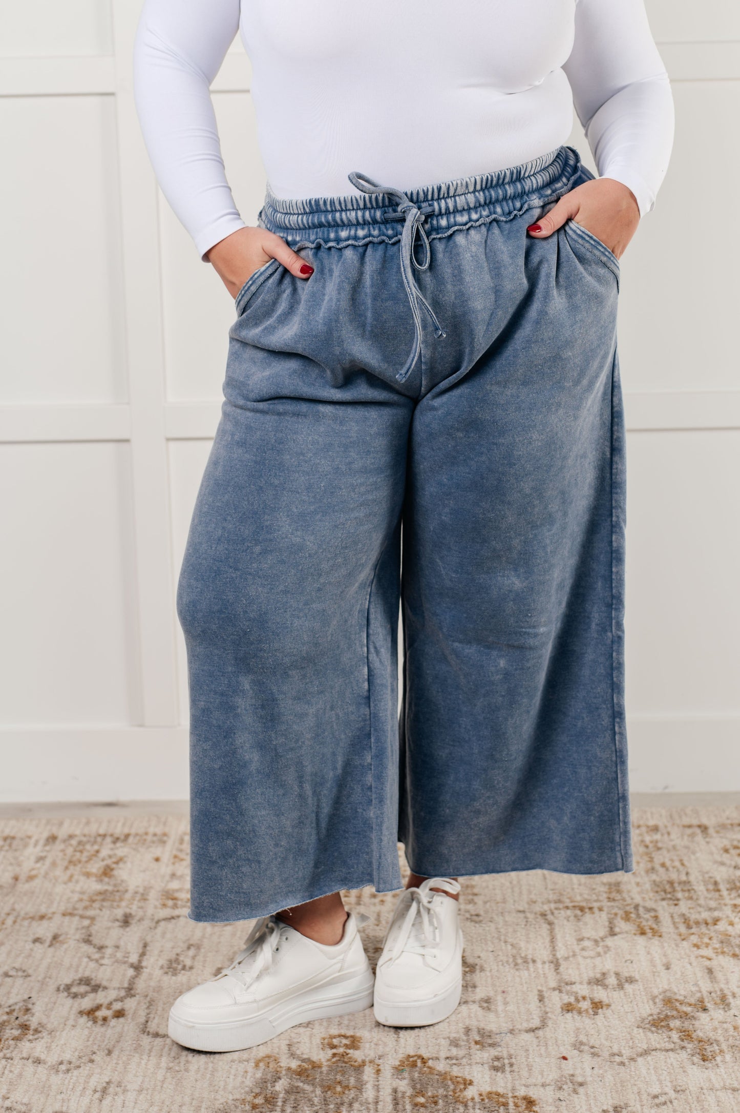 Day 20 - In or Out Wide Leg Cropped Pants in Dusty Blue