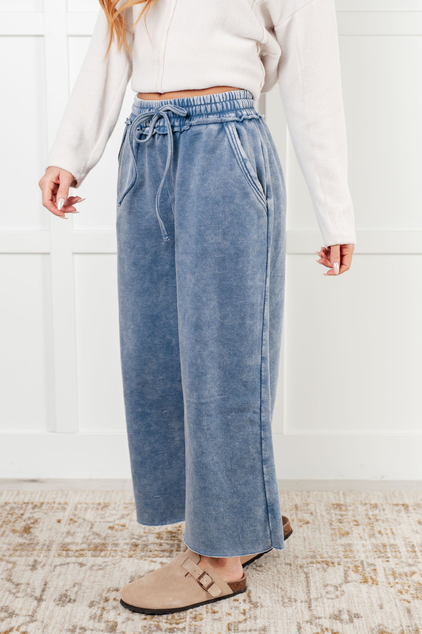 Day 20 - In or Out Wide Leg Cropped Pants in Dusty Blue