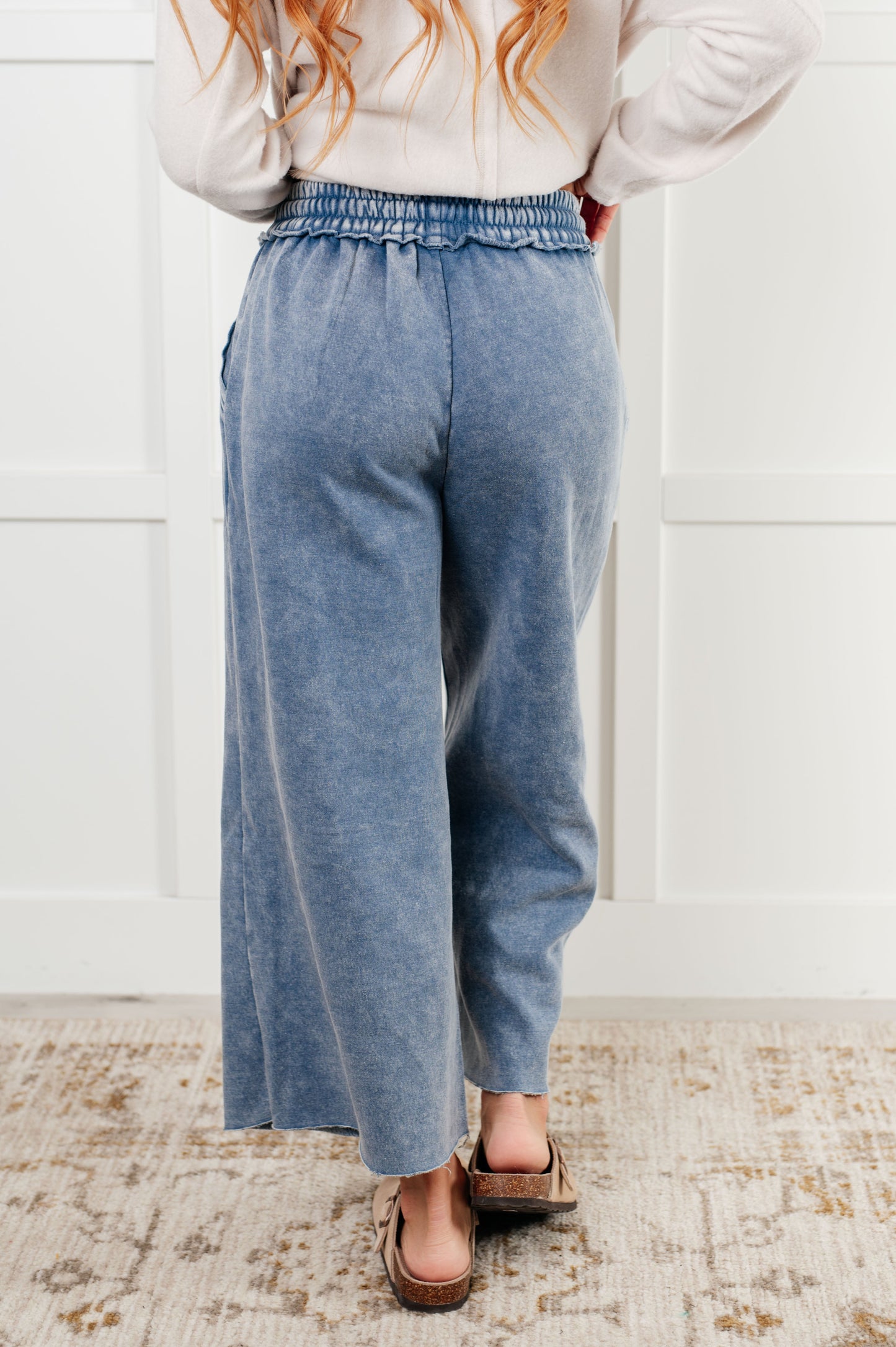 Day 20 - In or Out Wide Leg Cropped Pants in Dusty Blue