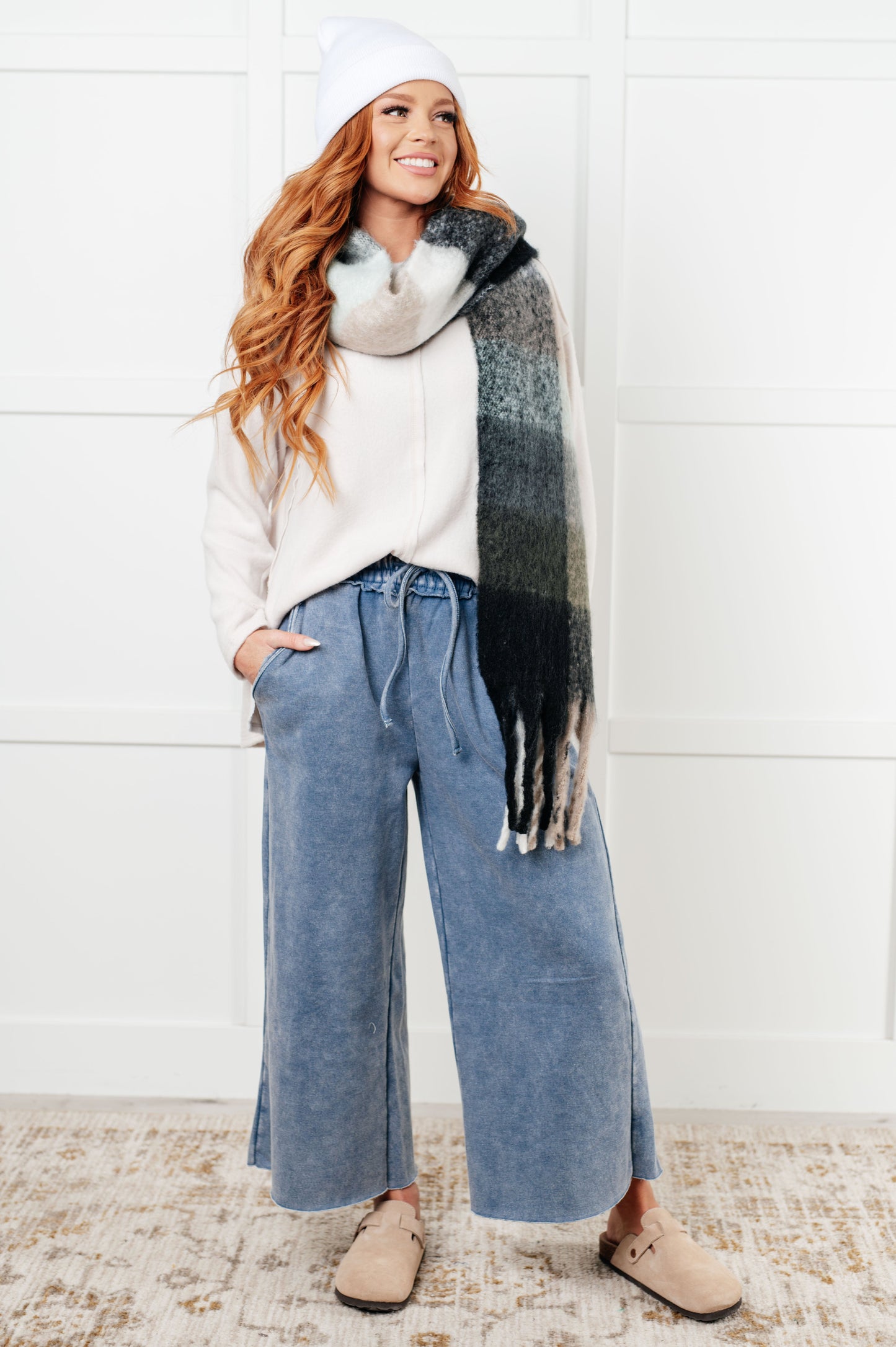 Day 20 - In or Out Wide Leg Cropped Pants in Dusty Blue