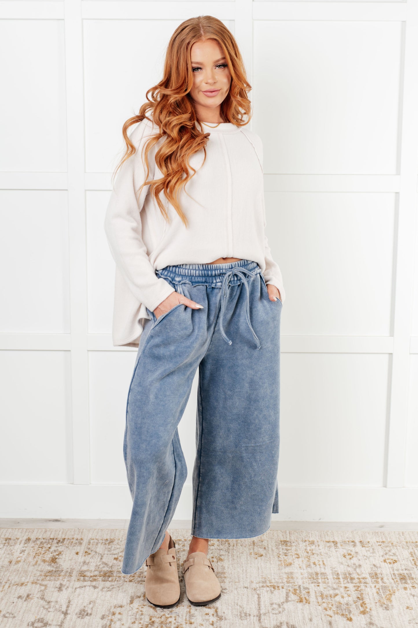 Day 20 - In or Out Wide Leg Cropped Pants in Dusty Blue