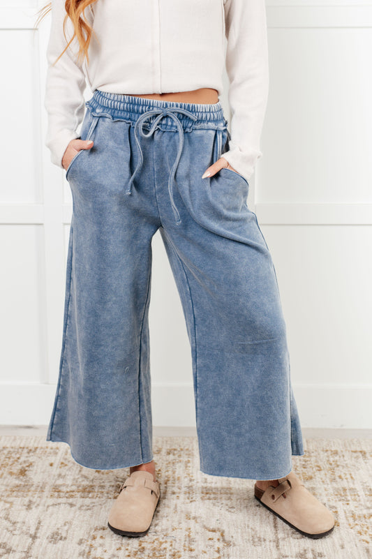 Day 20 - In or Out Wide Leg Cropped Pants in Dusty Blue