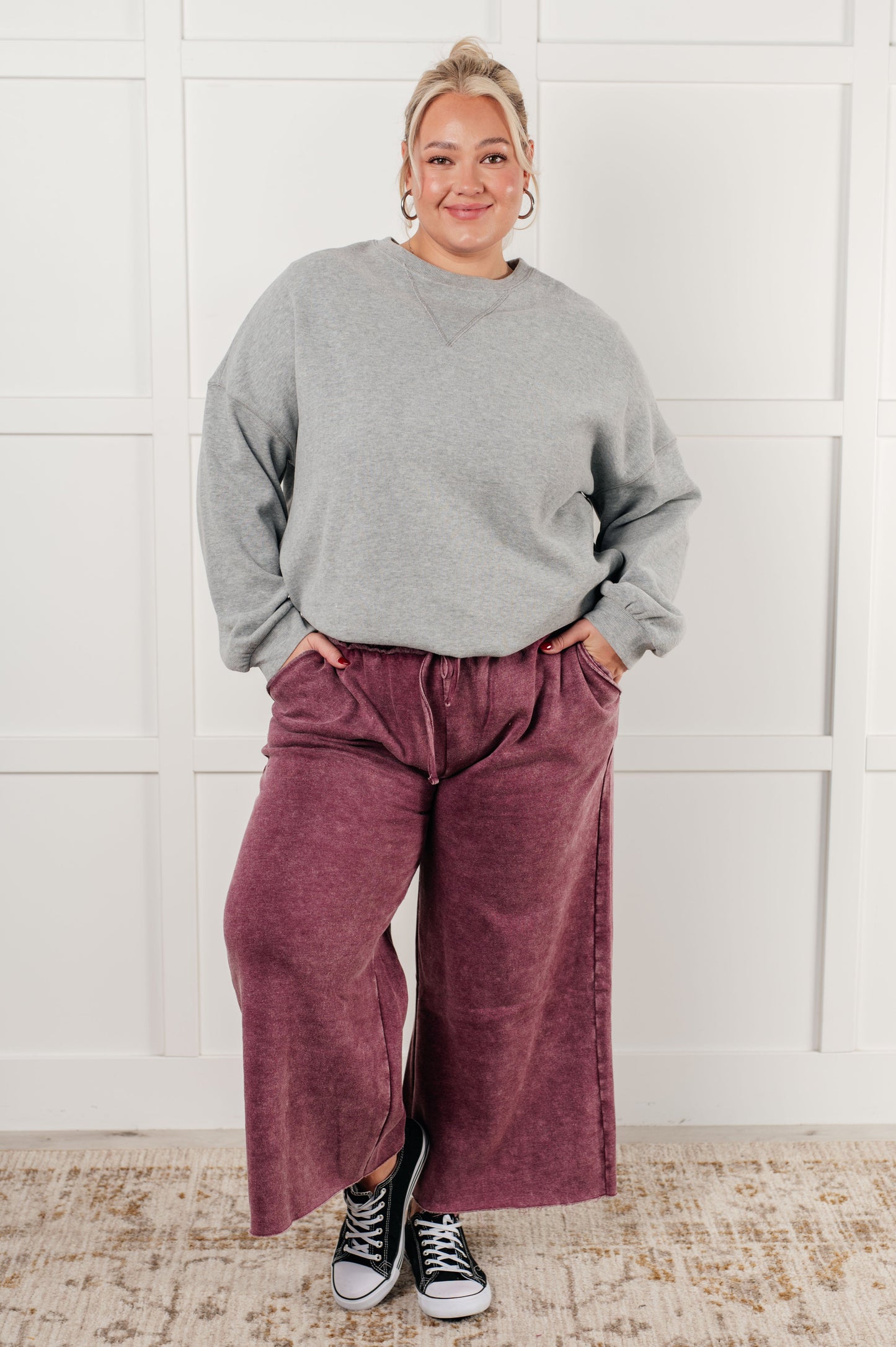 Day 20 - In or Out Wide Leg Cropped Pants in Eggplant