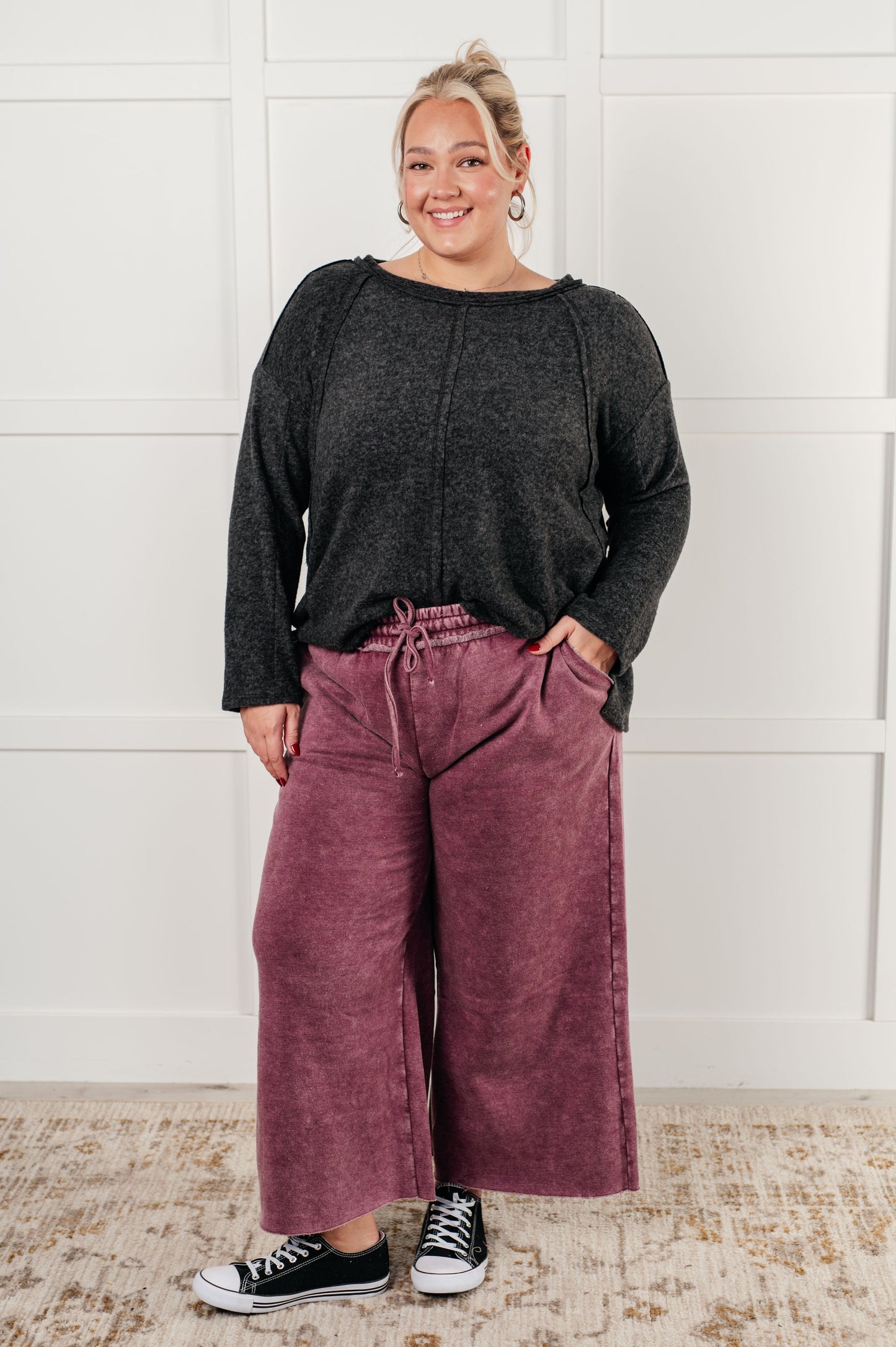 Day 20 - In or Out Wide Leg Cropped Pants in Eggplant